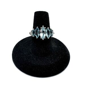 Chateau D’Argent Sterling Silver Blue Topaz Marquise Cluster Ring Size 7